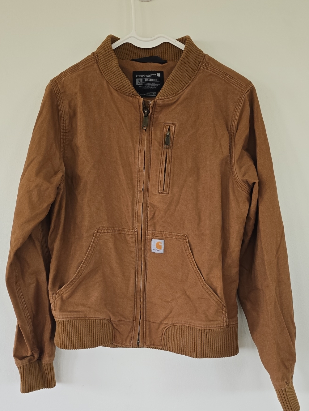 Carhartt Brown Canvas Zip-Up Bomber Jacket